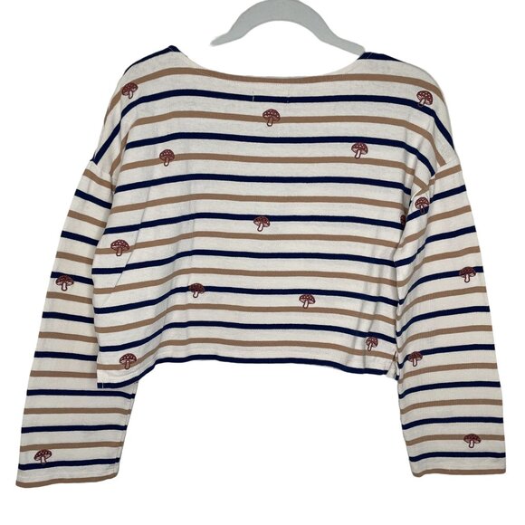 Madewell Embroidered Organic Cotton Mushroom Striped Top, S - Picture 3 of 11